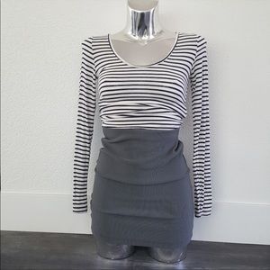 White Navy Striped Melville Cropped Long Sleeve